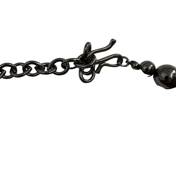 Chunky Pewter Weighted Large Beaded Necklace - Picture 7 of 8